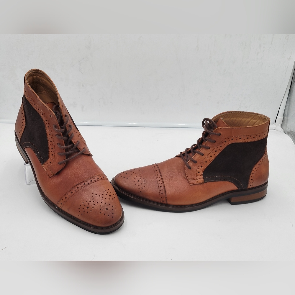 La Milano Ankle Boot Mens Size 8 Leather Brogue Formal Cap Toe  Whiskey B1302